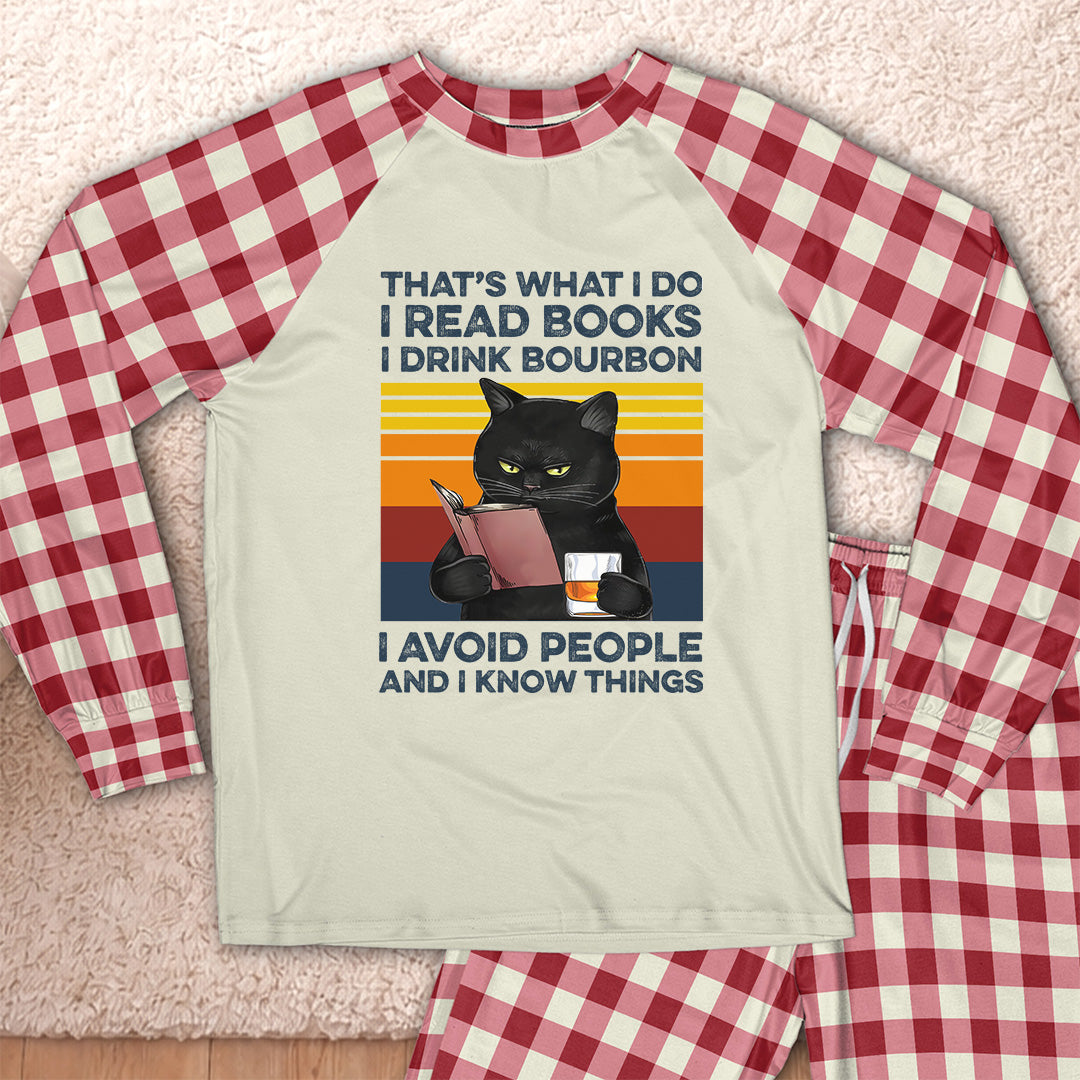 AHPA861_bourbon That's What I Do I Read Books I Drink Bourbon I Avoid People And I Know Things Raglan Pajama Set