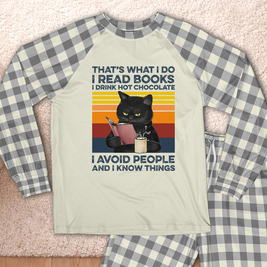 AHPA861_chocolate That's What I Do I Read Books I Drink Hot Chocolate I Avoid People And I Know Things Raglan Pajama Set