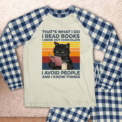 AHPA861_chocolate That's What I Do I Read Books I Drink Hot Chocolate I Avoid People And I Know Things Raglan Pajama Set