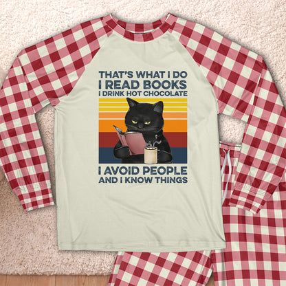 AHPA861_chocolate That's What I Do I Read Books I Drink Hot Chocolate I Avoid People And I Know Things Raglan Pajama Set