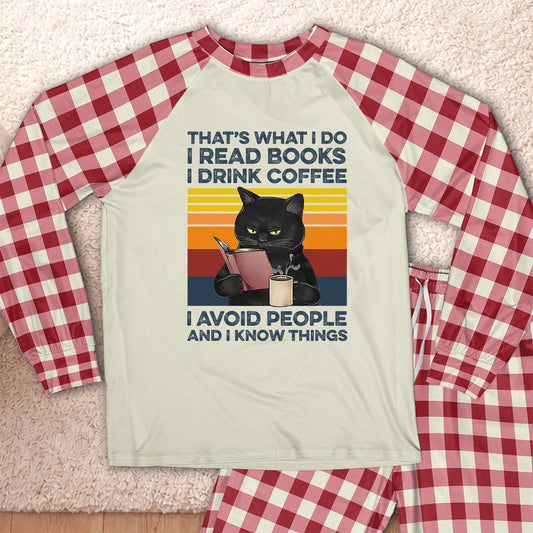 AHPA861_coffee That's What I Do I Read Books I Drink Coffee I Avoid People And I Know Things Raglan Pajama Set