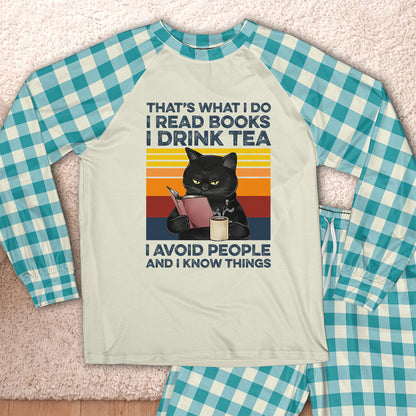 AHPA861_tea That's What I Do I Read Books I Drink Tea I Avoid People And I Know Things Raglan Pajama Set