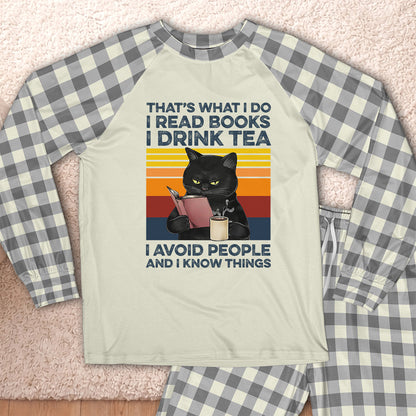 AHPA861_tea That's What I Do I Read Books I Drink Tea I Avoid People And I Know Things Raglan Pajama Set