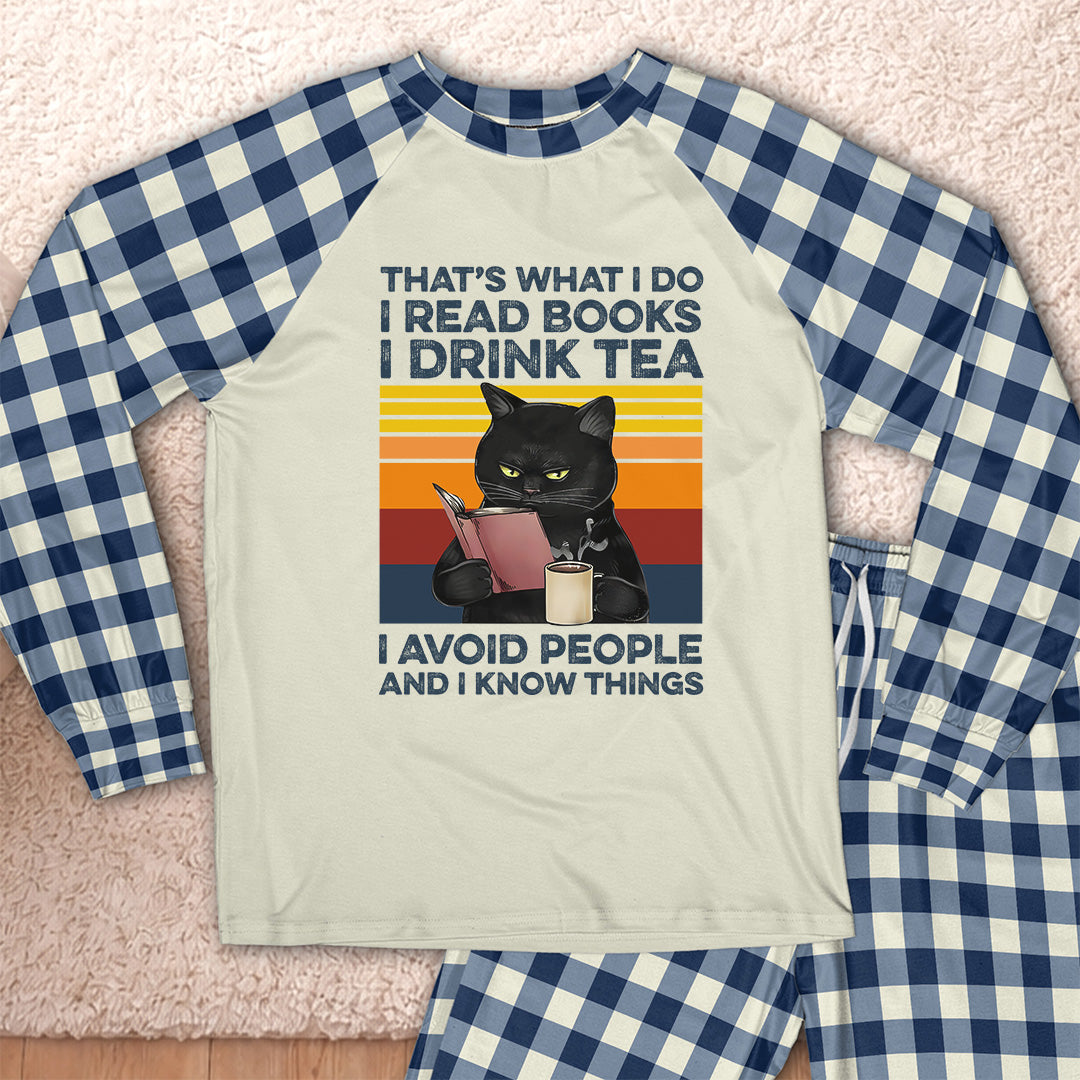 AHPA861_tea That's What I Do I Read Books I Drink Tea I Avoid People And I Know Things Raglan Pajama Set
