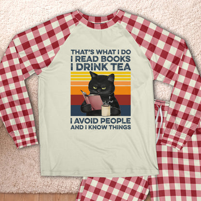 AHPA861_tea That's What I Do I Read Books I Drink Tea I Avoid People And I Know Things Raglan Pajama Set
