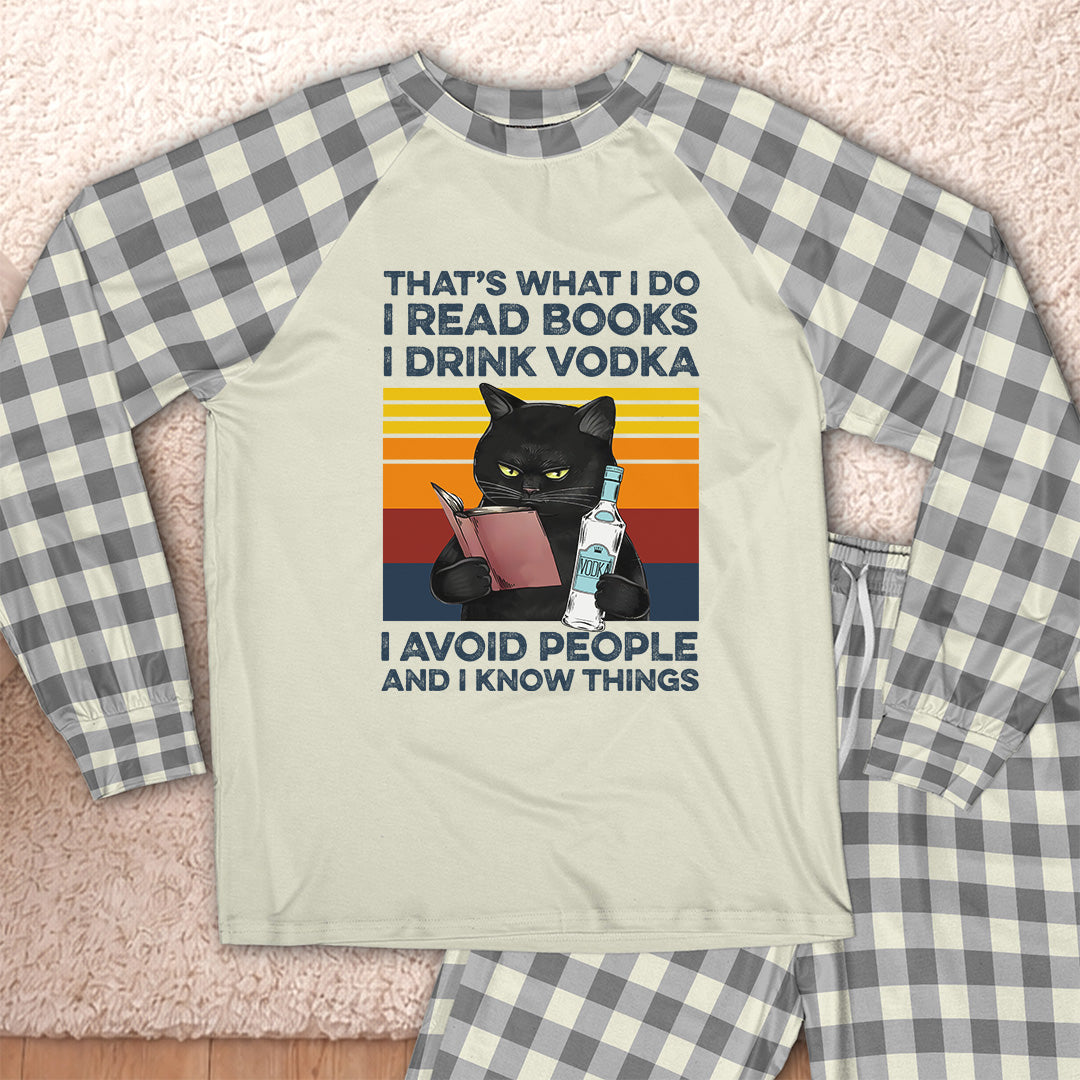 AHPA861_vodka That's What I Do I Read Books I Drink Vodka I Avoid People And I Know Things Raglan Pajama Set