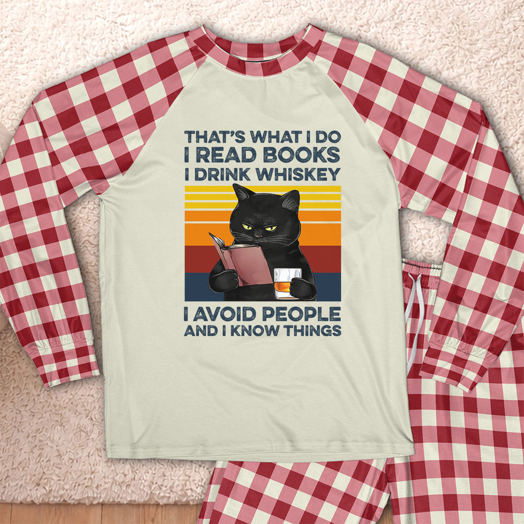 AHPA861_whiskey That's What I Do I Read Books I Drink Whiskey I Avoid People And I Know Things Raglan Pajama Set