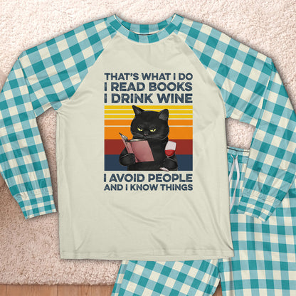 AHPA861 That's What I Do I Read Books I Drink Wine I Avoid People And I Know Things Raglan Pajama Set