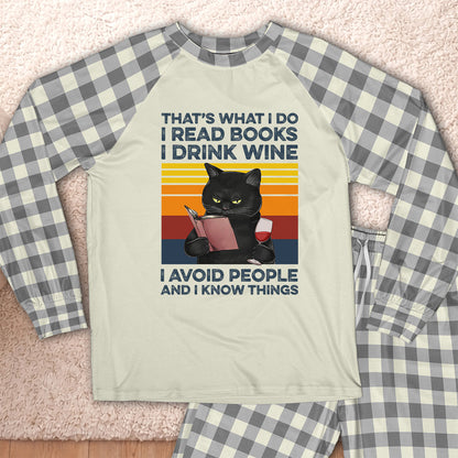AHPA861 That's What I Do I Read Books I Drink Wine I Avoid People And I Know Things Raglan Pajama Set