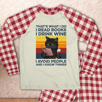 AHPA861 That's What I Do I Read Books I Drink Wine I Avoid People And I Know Things Raglan Pajama Set