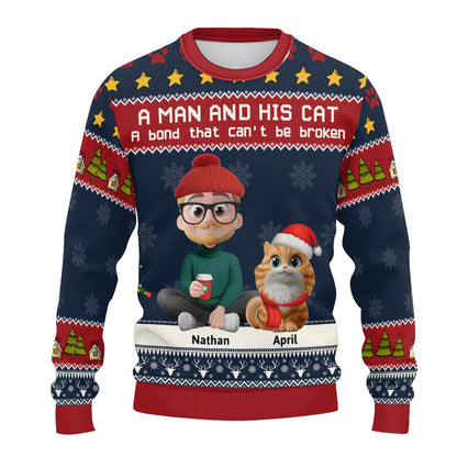 PSTS04 A Man And His Cat Xmas - Personalized Custom Sweater