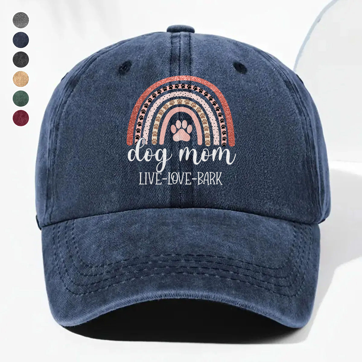 PSC28 Dog Mom Live Love Bark - Wash Denim Cap