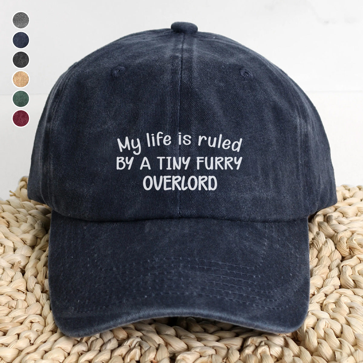 PSC32 My Life Is Ruled By A Tiny Furry Overlord - Wash Denim Cap