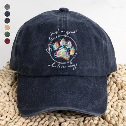 PSC22 Just A Girl Who Loves Dogs - Wash Denim Cap