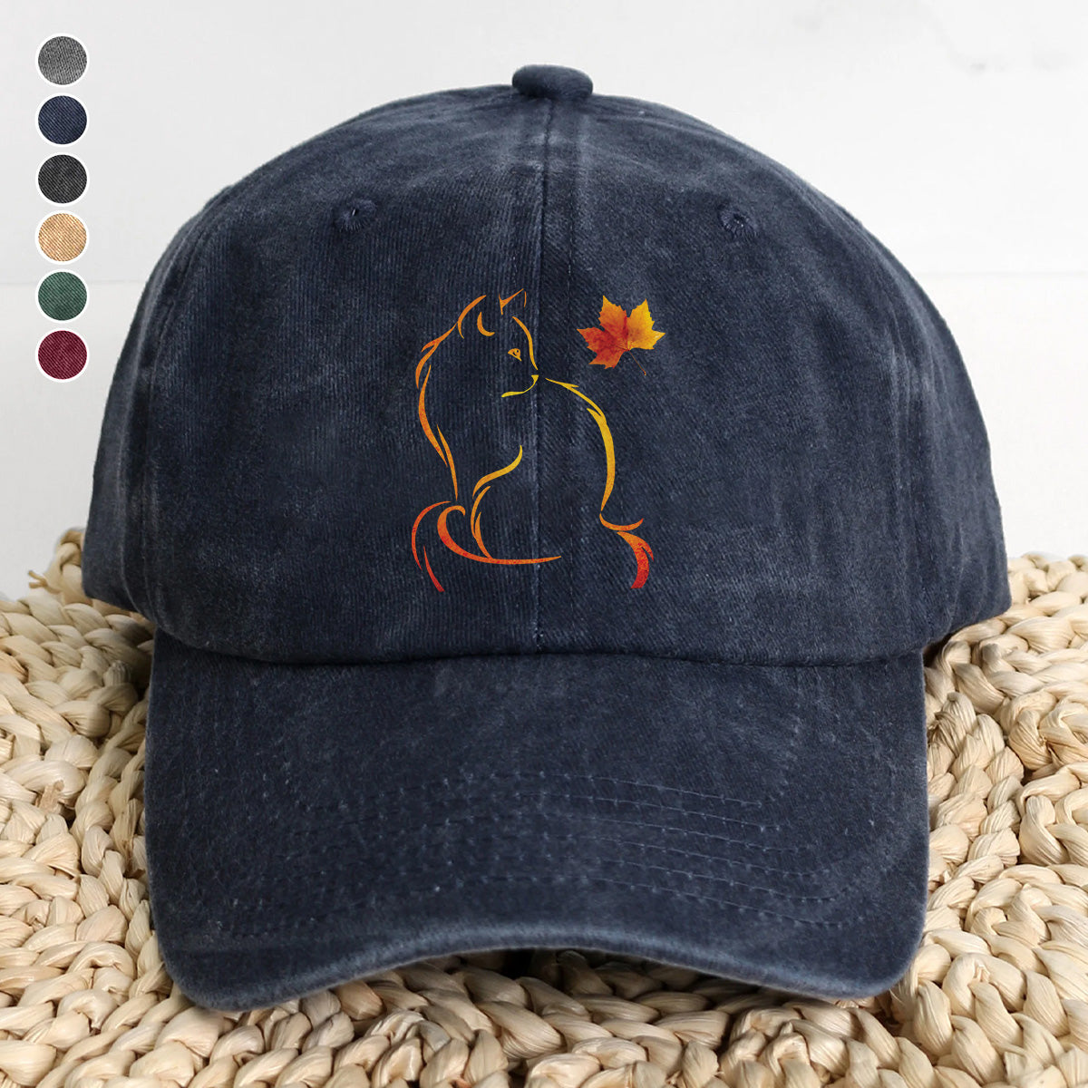 PSC31 Cat Autumn Cat Lover - Wash Denim Cap