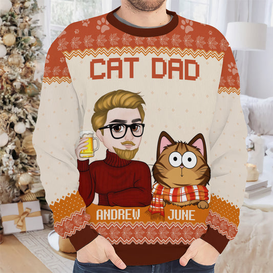 PSTS25 Cat Dad Autumn Leave - Personalized Custom Sweater