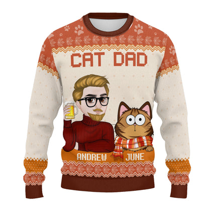 PSTS25 Cat Dad Autumn Leave - Personalized Custom Sweater