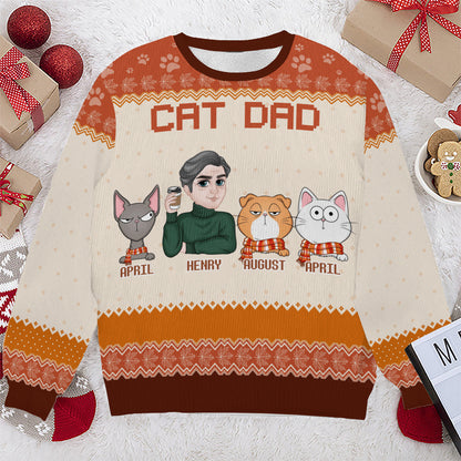 PSTS25 Cat Dad Autumn Leave - Personalized Custom Sweater