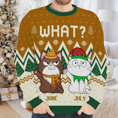 PSTS54 What Funny Grumpy Cat Xmas - Personalized Custom Sweater