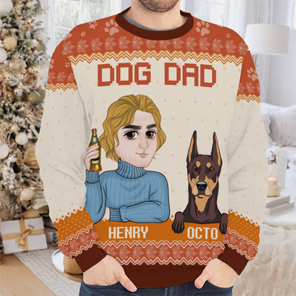 PSTS20 Dog Dad Autumn Leave - Personalized Custom Sweater