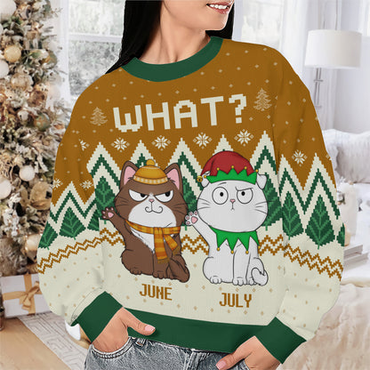 PSTS54 What Funny Grumpy Cat Xmas - Personalized Custom Sweater