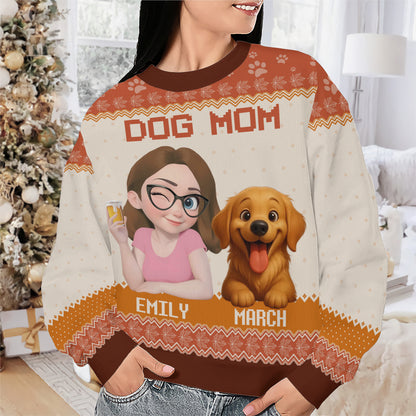 PSTS19 Dog Mom Mum Pack 3D Autumn Leave - Personalized Custom Sweater