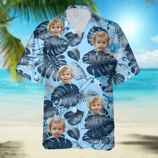 PSH01 Happy Father's Day - Personalized Photo Upload  Hawaiian Shirt