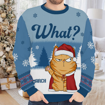PSTS50 What Grumpy Cat Xmas - Personalized Custom Sweater