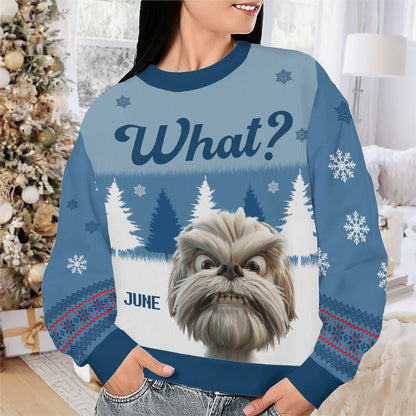 PSTS52 What Grumpy Dog Xmas - Personalized Custom Sweater