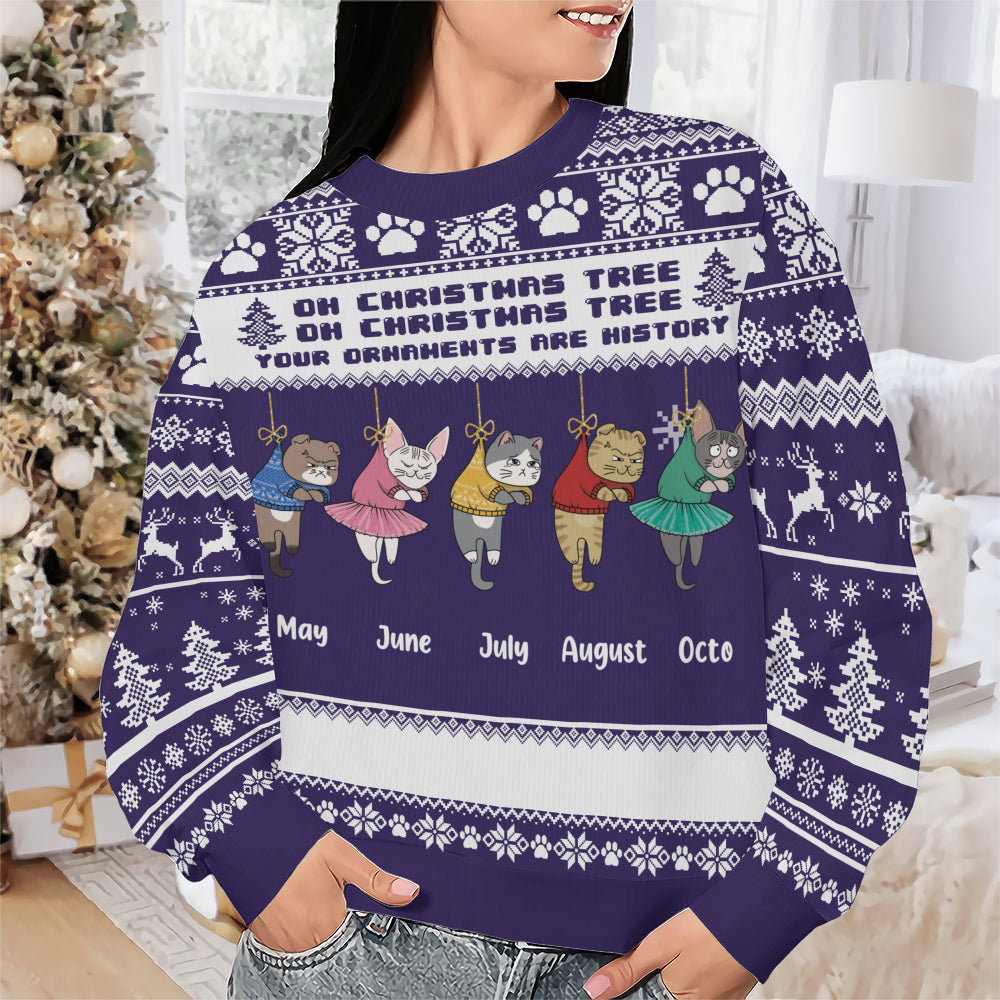 PSTS44 Oh Christmas Tree Your Ornaments Are History Grumpy Cat - Personalized Custom Sweater