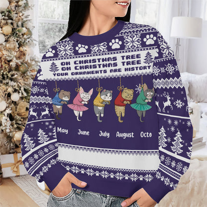 PSTS44 Oh Christmas Tree Your Ornaments Are History Grumpy Cat - Personalized Custom Sweater