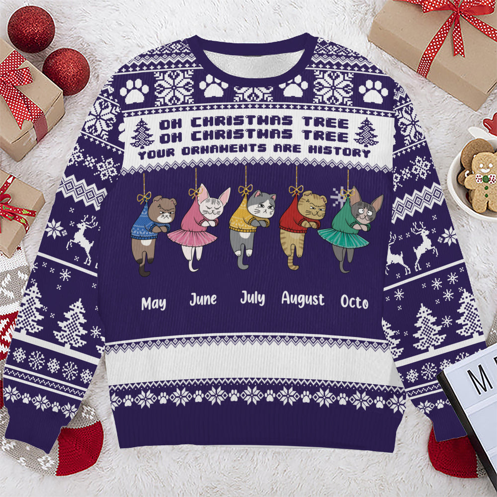 PSTS44 Oh Christmas Tree Your Ornaments Are History Grumpy Cat - Personalized Custom Sweater