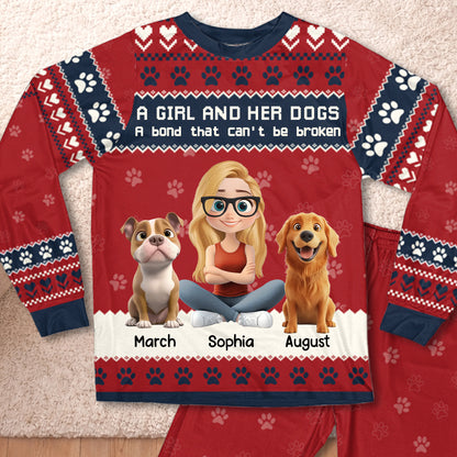 PSTPA05 A Girl And Her Dog A Bond That Can't Be Broken - Personalized Custom Pajama Set