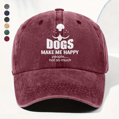 PSC17 Dogs Make Me Happy People Not So Much - Wash Denim Cap