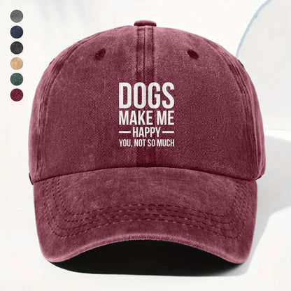PSC14 Dogs Make My Happy You Not So Much - Wash Denim Cap
