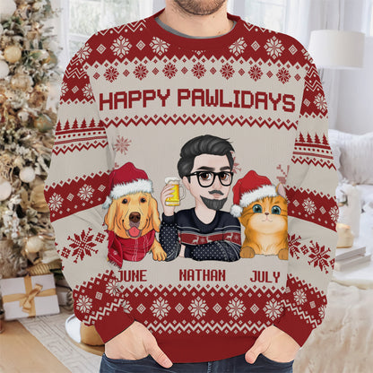 PSTS11 Fur Dad Happy Pawlidays Xmas - Personalized Custom Sweater