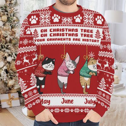 PSTS44 Oh Christmas Tree Your Ornaments Are History Grumpy Cat - Personalized Custom Sweater