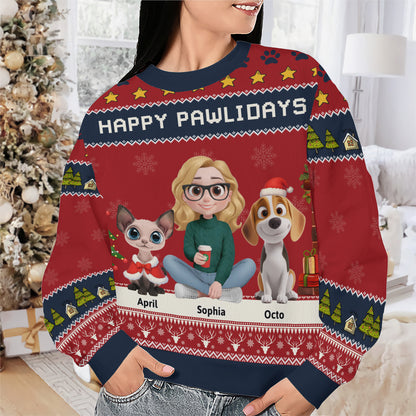 PSTS01 Fur Mom Happy Pawlidays - Personalized Custom Sweater