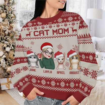 PSTS12 Cat Mom Mum Xmas - Personalized Custom Sweater