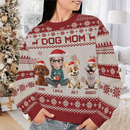 PSTS14 Dog Mom Mum Xmas 3D Cartoon Cute - Personalized Custom Sweater