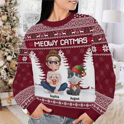 PSTS06 Meowy Catmas Cat Mom Xmas - Personalized Custom Sweater