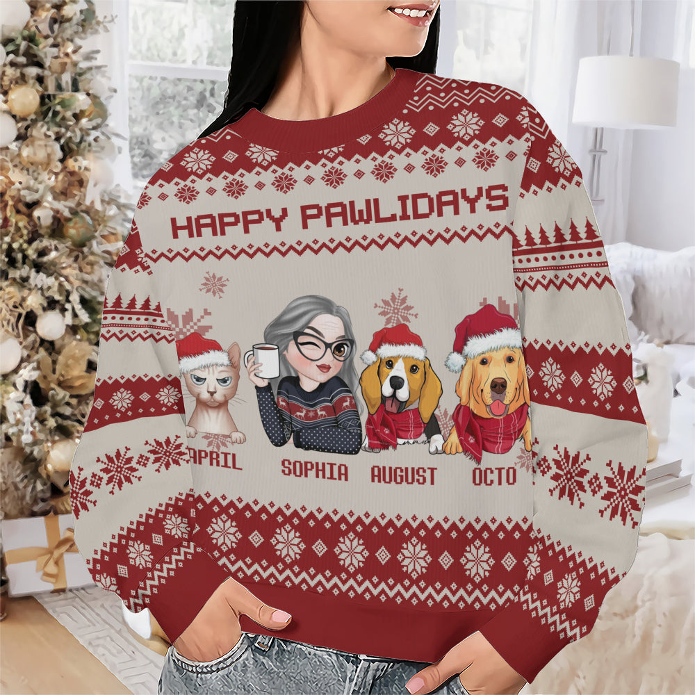 PSTS10 Fur Mom Happy Pawlidays Xmas - Personalized Custom Sweater