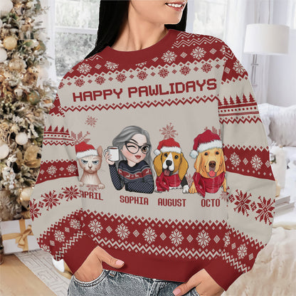 PSTS10 Fur Mom Happy Pawlidays Xmas - Personalized Custom Sweater