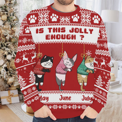 PSTS43 Is This Jolly Enough Grumpy Cat Xmas - Personalized Custom Sweater