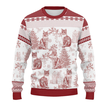 PSTS64 Toile De Jouy French Cat Lover - Personalized Custom Sweater