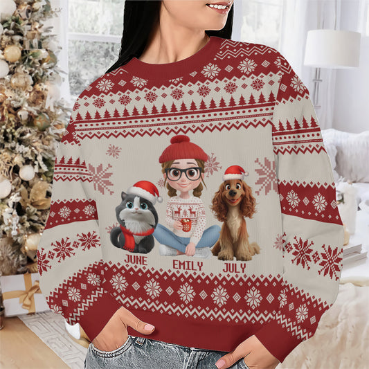 PSTS14 Fur Mom Xmas 3D Cartoon Cute - Personalized Custom Sweater