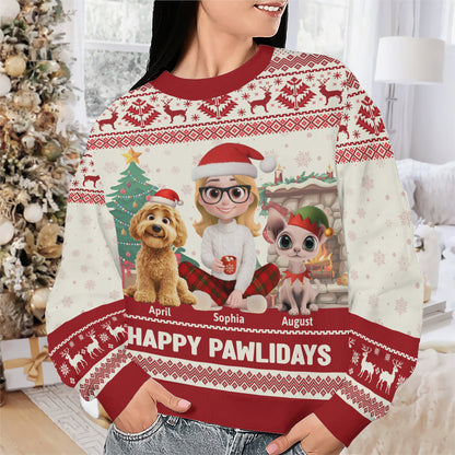 PSTS28 Happy Pawlidays Fur Mom Xmas - Personalized Custom Sweater