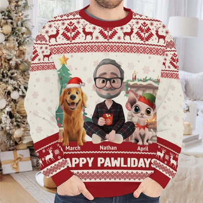 PSTS29 Happy Pawlidays Fur Dad Xmas - Personalized Custom Sweater