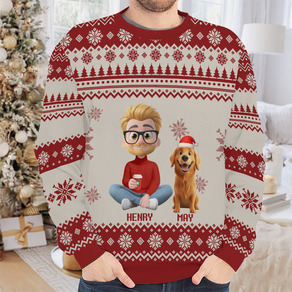 PSTS15 Fur Dad Xmas 3D Cartoon Cute - Personalized Custom Sweater