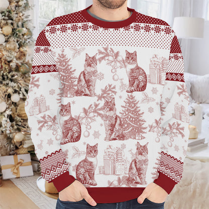 PSTS64 Toile De Jouy French Cat Lover - Personalized Custom Sweater